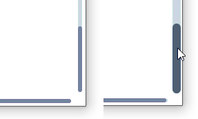 Thin scrollbar to the left, hovered thicker scrollbar to the right